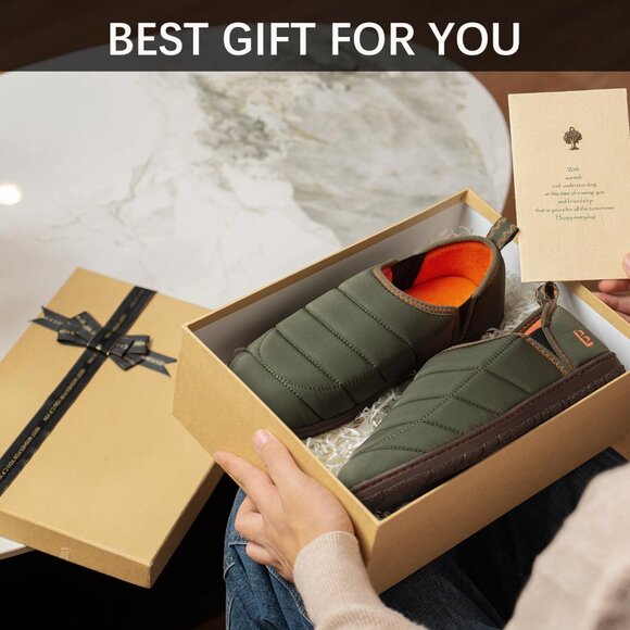 Men’s Two Tone Memory Foam Slippers - Slip On Indoor/Outdoor House Loafers - Picture 6 of 6